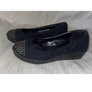 Elegant Studded Black Quilted Women's Shoes
